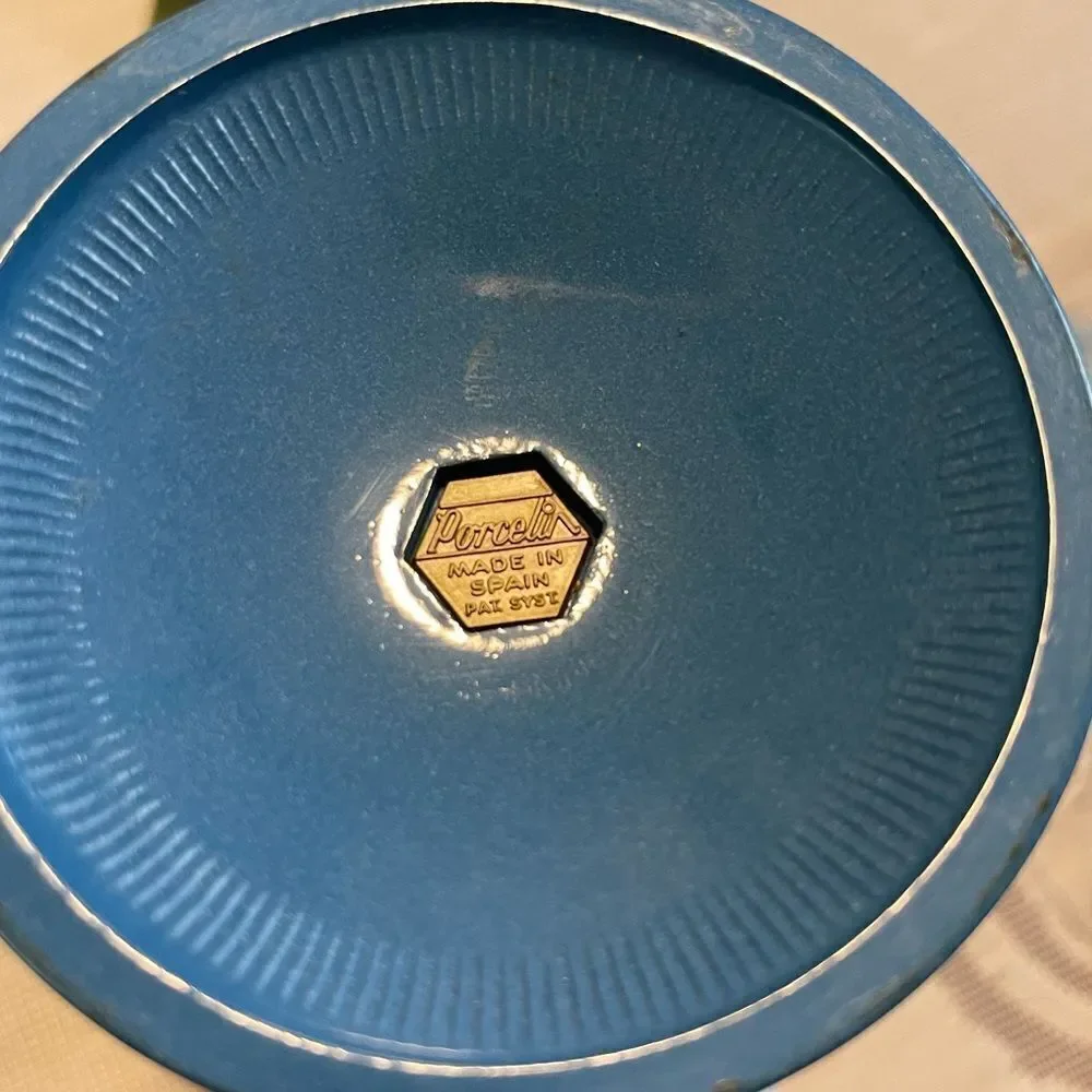 Vintage RARE Porcelin Made In Spain Ceramic Enameled Metal.